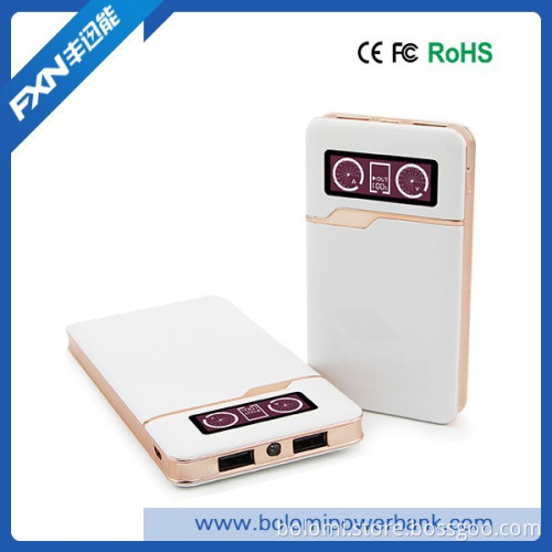 High quality 7000mah 10000mah portable thin power bank with LED screen, Current and Voltage show for mobile phone